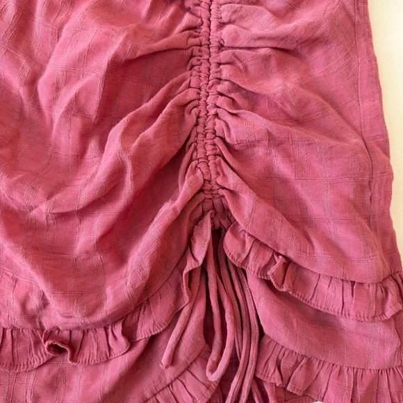 Lulus Deluxe Details Drawstring Ruched Ruffle Mini Skirt Sz S - Picture 3 of 11